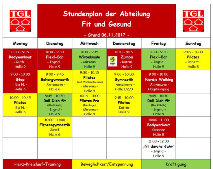 Neuer Trainingsplan der Abteilung „Fit und Gesund“