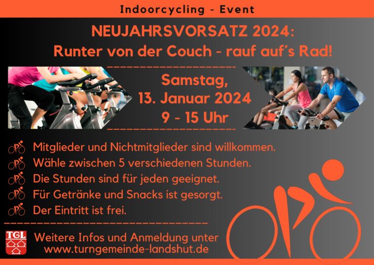 „Rauf aufs Rad“: Indoorcycling-Event am 13. Januar in der Turngemeinde
