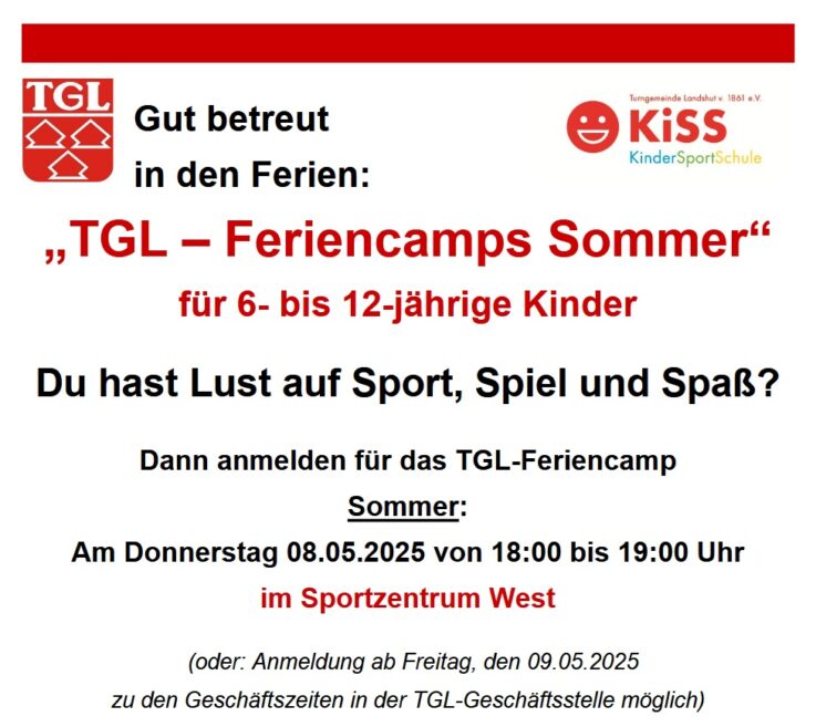 TGL-Feriencamps Sommer und Pfingsten 2025